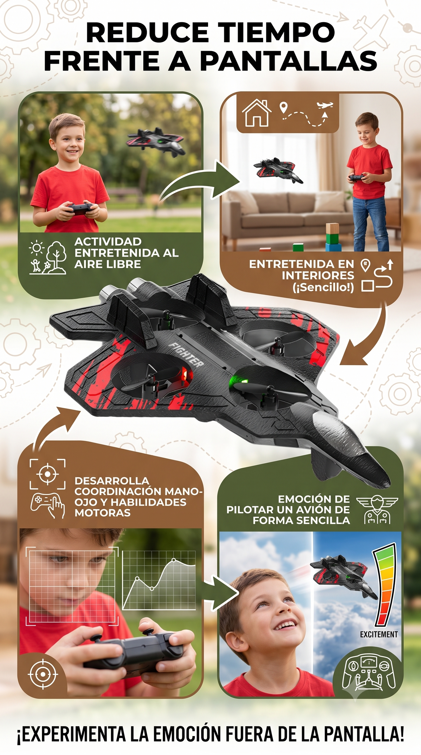 Avión Teledirigido Para Niños - Recargable y Fácil de Volar