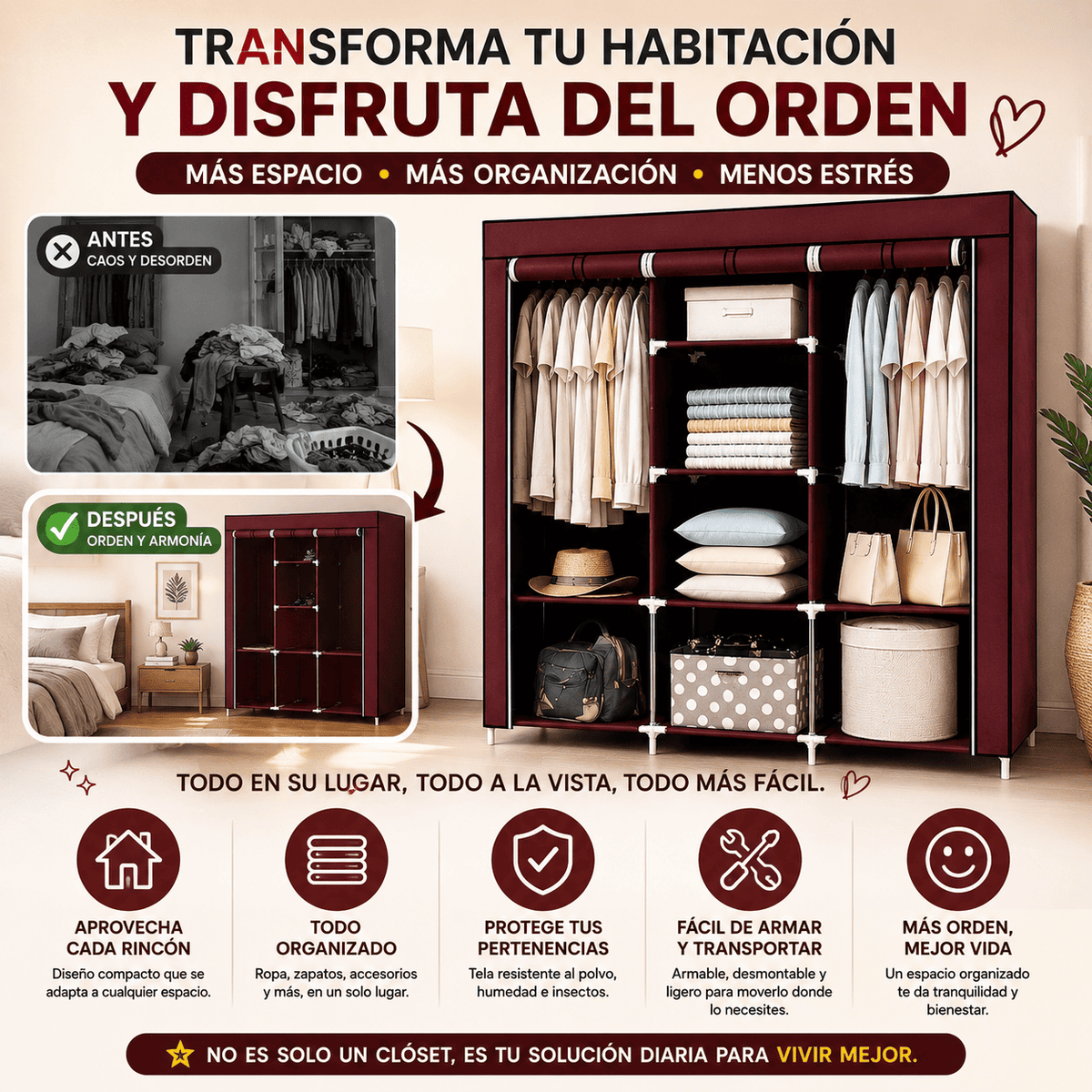 Closet  Organizador: El Fin del Desorden en Tu Pieza