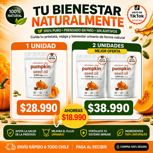 Aceite de Semilla de Calabaza-Fórmula Natural 90 Cápsulas.