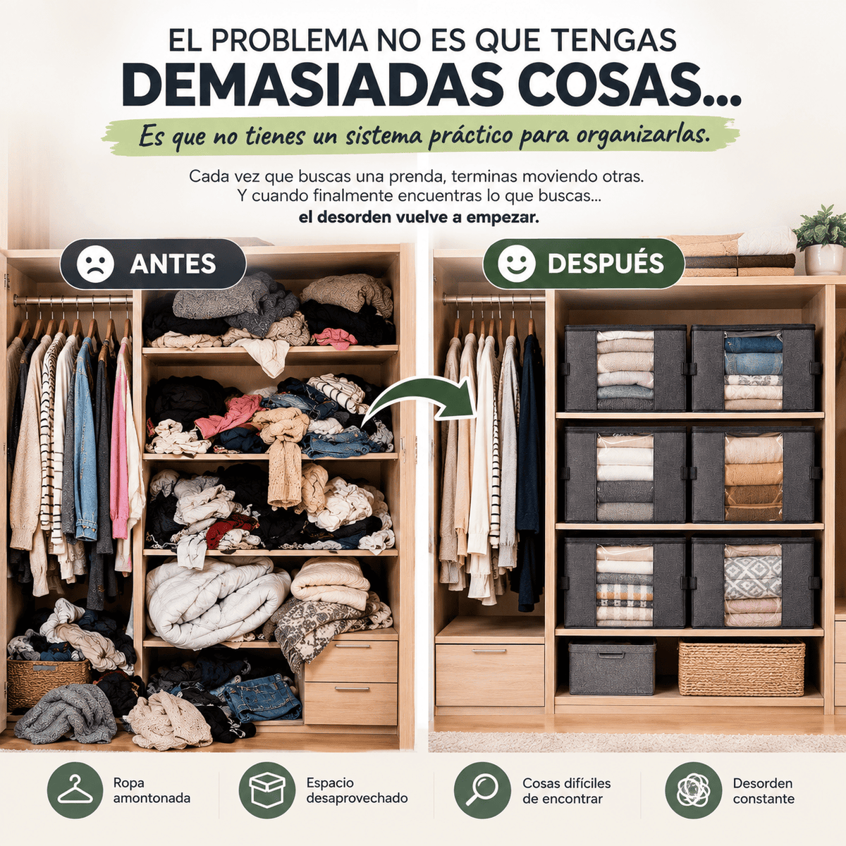 Pack organizador X3-Recupera el espacio de tu clóset