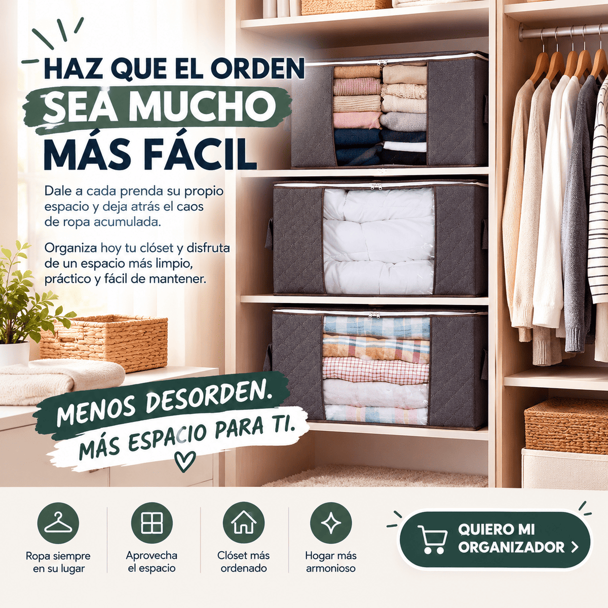 Pack organizador X3-Recupera el espacio de tu clóset