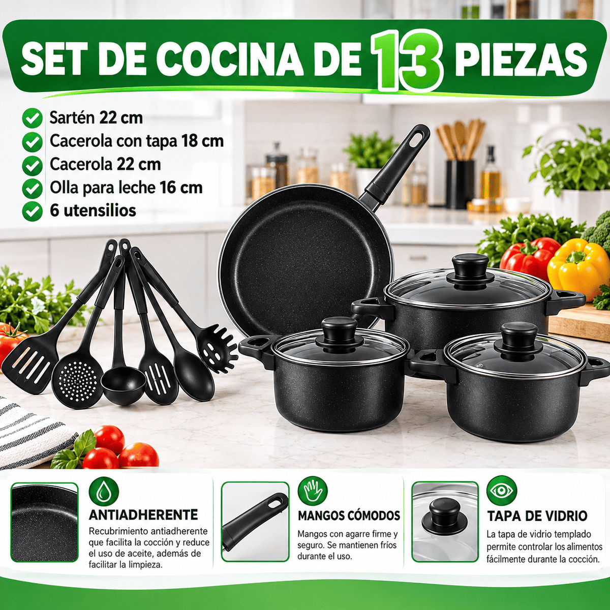 Bateria Antiadherente Juego De Ollas