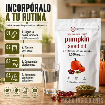 Aceite de Semilla de Calabaza-Fórmula Natural 90 Cápsulas.