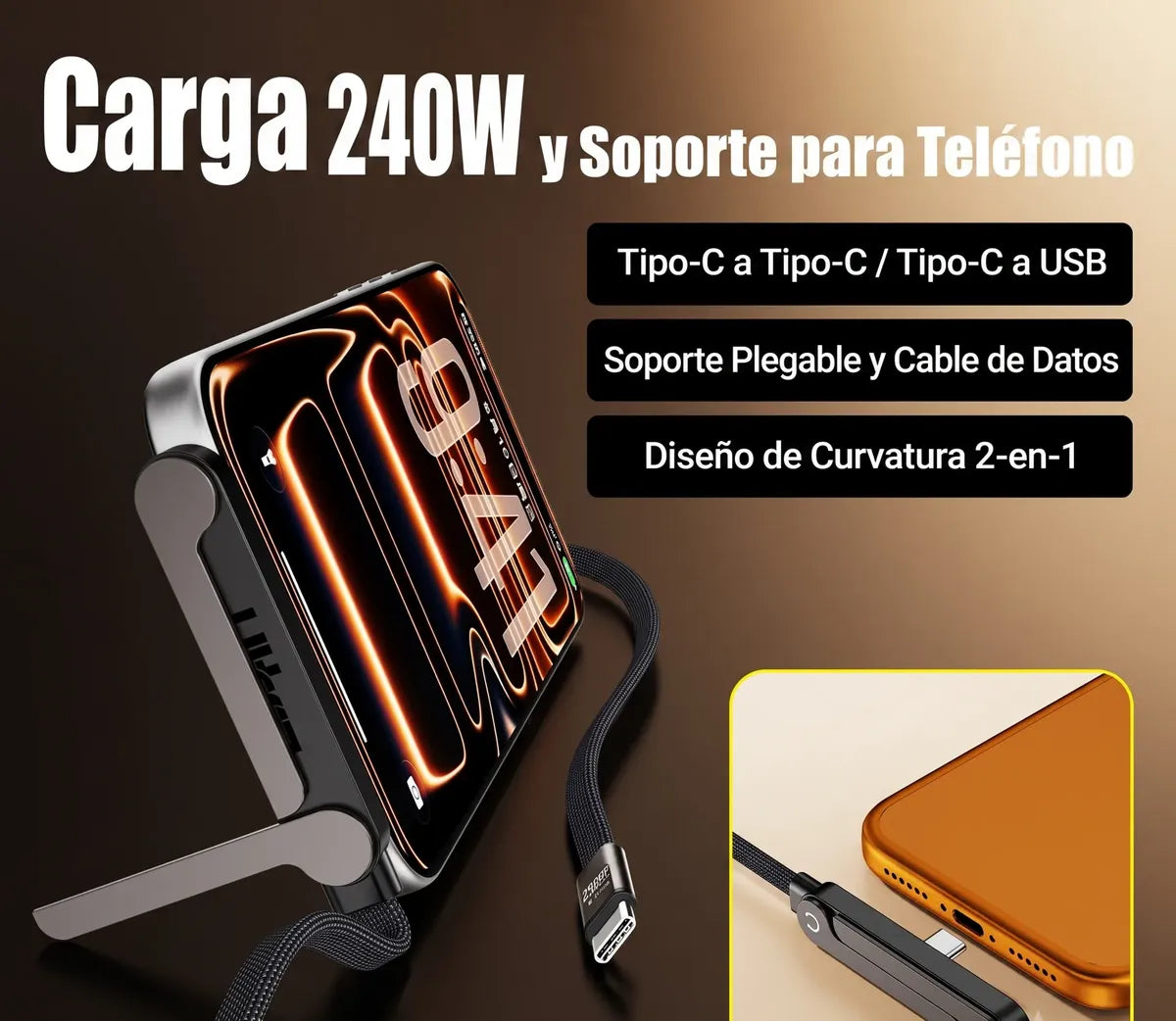 CABLE CARGA RAPIDA 2 EN 1 PREMIUM