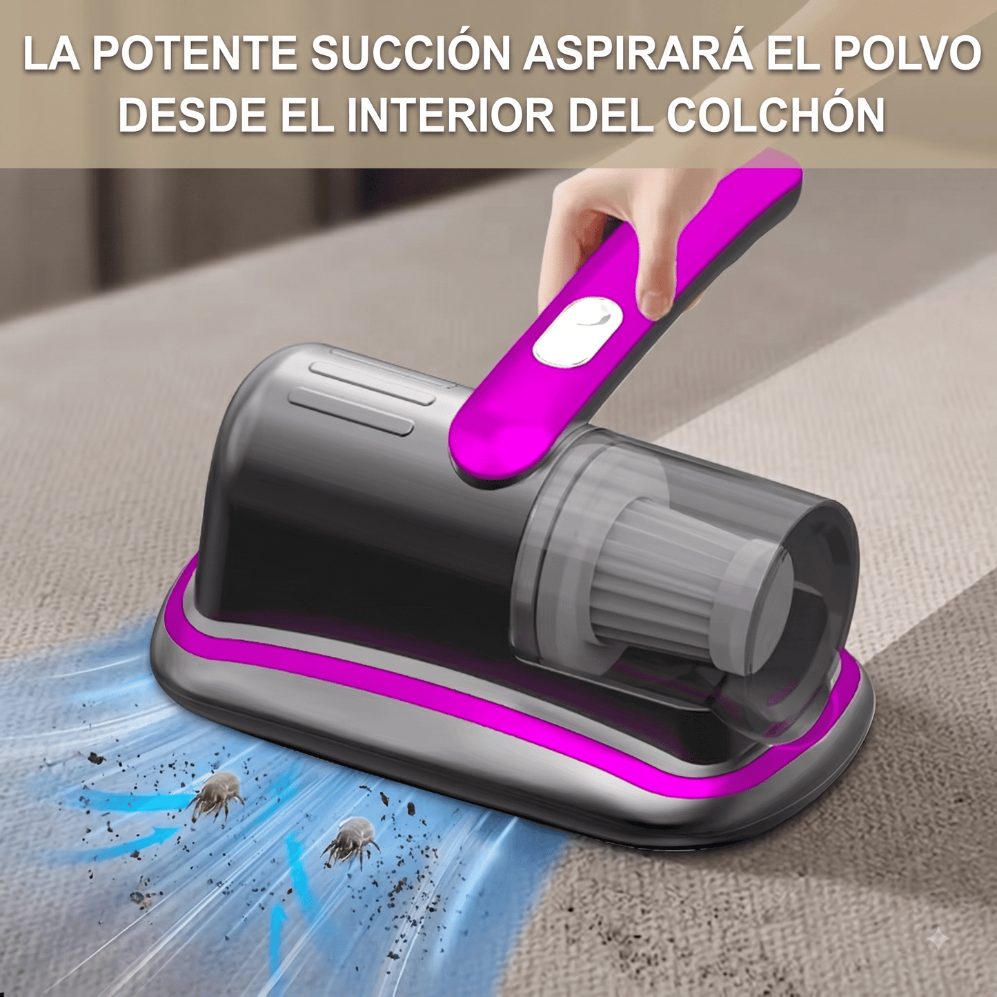 Aspiradora UV 3 en 1 - Elimina Polvo, Ácaros y Pelos en Minutos.