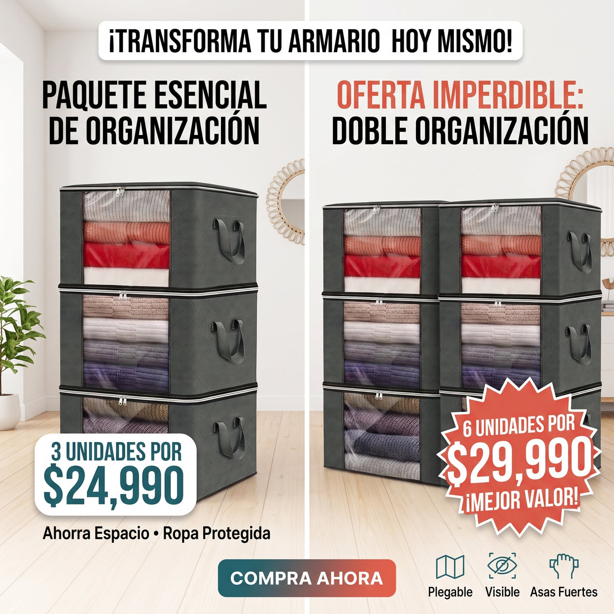 Pack organizador X3-Recupera el espacio de tu clóset